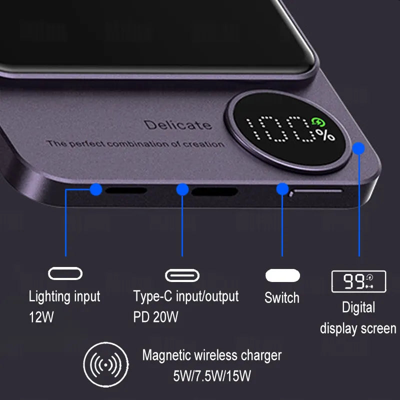 Magnetische kabellose Powerbank – 10.000 mAh Schnellladegerät für iPhone 15/14/13 und Android