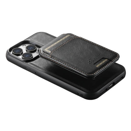 Handyhülle aus Leder mit abnehmbarem Kartenhalter für iPhone 14 12 13 15 Pro Max SamsungS23 S22 Ultra Plus – MagSafe-kompatibel