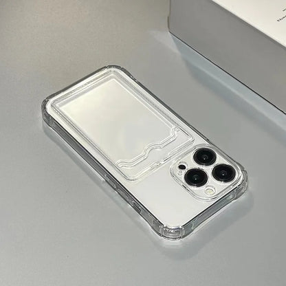 Shockproof Silicone Clear wallet Case for iPhone